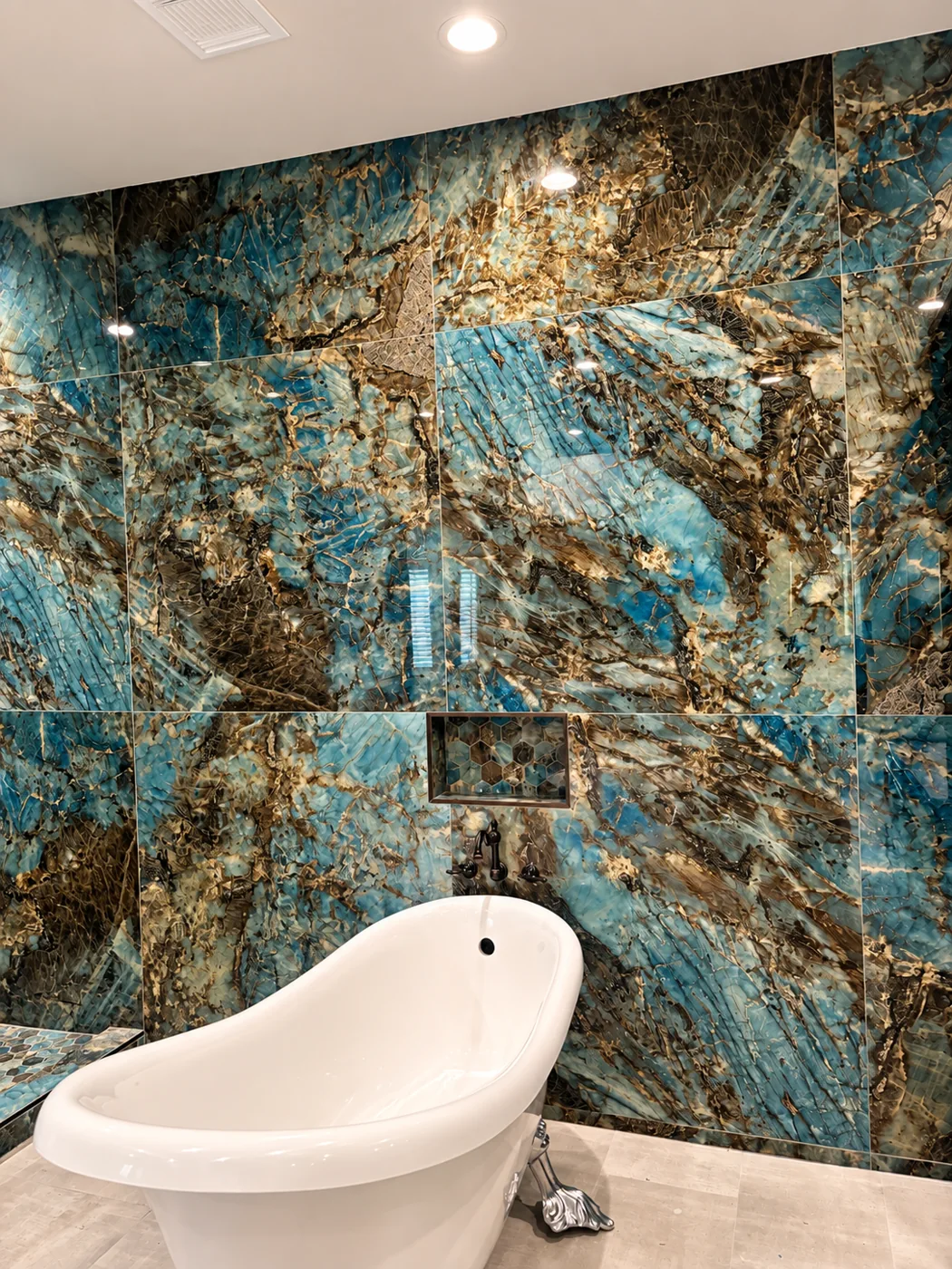 Blue Marble Tub Feature